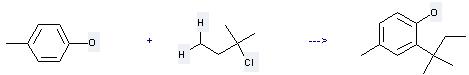 2-Chloro-2-methylbutane can react with 4-methyl-phenol to get 4-Methyl-2-tert-pentyl-phenol.
